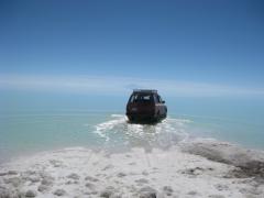 TRU drives through surface water on Salar de Uyuni